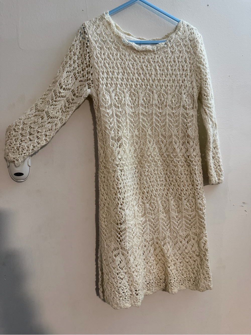 Cat & Jack Cream Crochet Knit Dress for Girls, size 7/8 EUC